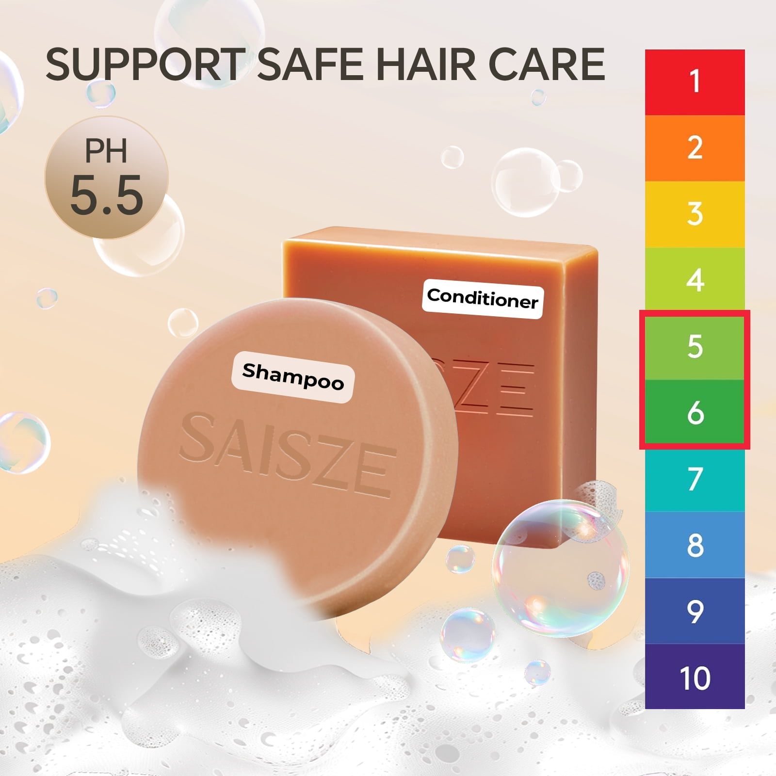SAISZE Rice Water Shampoo and Conditioner Bar Set, 2 Pcs, Travel