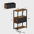 thumbnail image 2 of Small Narrow LED End Table with Charging Station, Side Table Outlets, Nightstand with Cloth Drawer, Set of 2, Couch Table, for Living Room, Bedroom, Bedside, Brown, 2 of 18