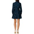 thumbnail image 3 of Vestido de camisa mini floral de manga larga con cuello de solapa y botones para mujer Inspire Chic, azul marino, talla S, 3 of 6