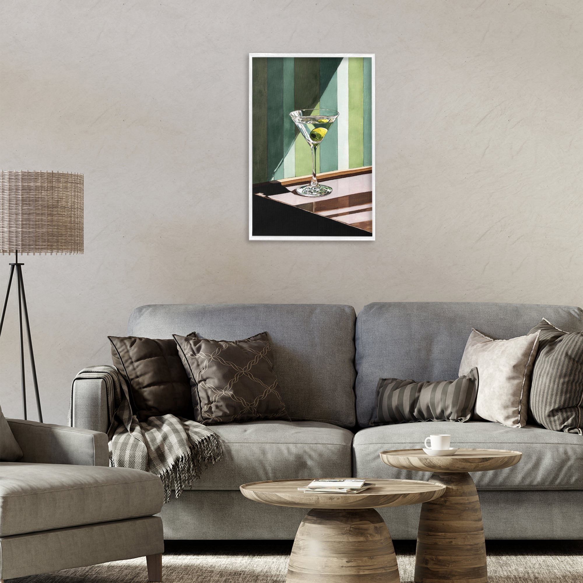 Stupell Industries Olive Martini in Sun Beam White Framed Giclee Art, design by Petal Prints Design