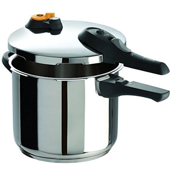T-fal Autocuiseur, Batterie de Cuisine en Acier Inoxydable, Va au Lave-Vaisselle, Réglages de 15 Psi, 6,3 Pintes, Argent, Modèle P25107