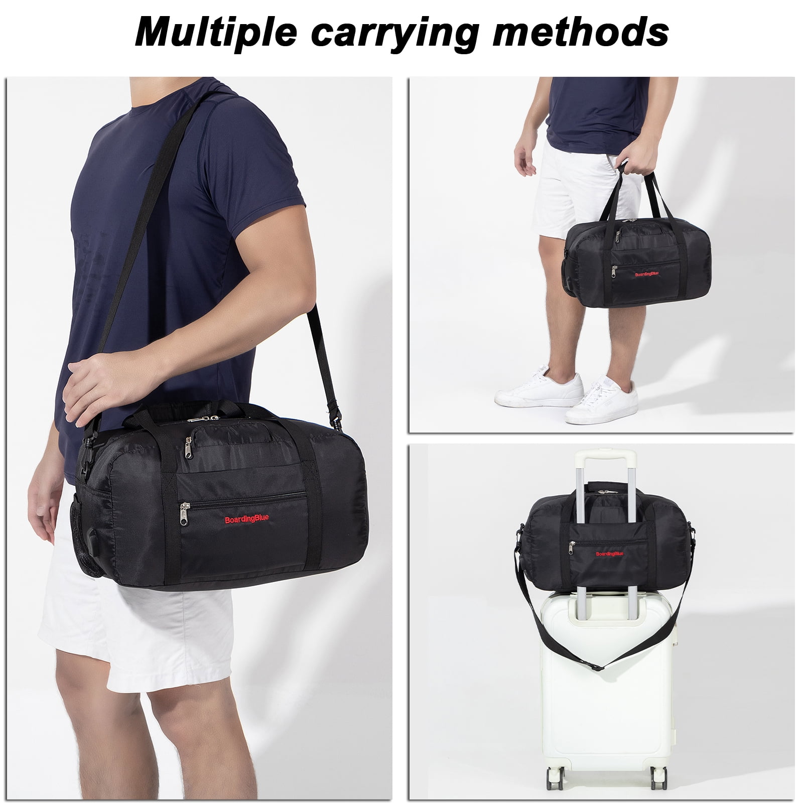 17" Personal Item Underseat Duffel Bag with Pillow for United Airlines (Black)