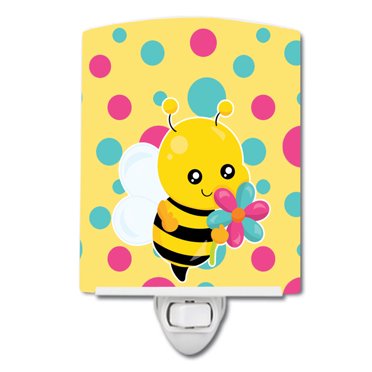 Caroline's Treasures BB7097CNL Bee with Flower Ceramic Night Light, 6x4x3", multicolor