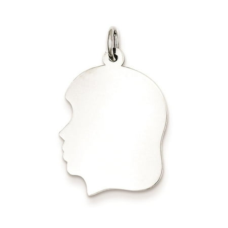 Sterling Silver Engravable Girl Disc Flat back Polished Charm Pendant 23mmx16mm