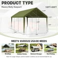 thumbnail image 2 of Kimunuk 10' x 20' Canopy Replacement Cover, Outdoor Portable Carport Replacement Canopy with Ball Bungees for Car Garage Shelter Tent Party Tent, Light Green ,Frame is Not Included, 2 of 6