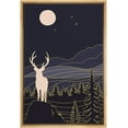 thumbnail image 3 of PixonSign Framed Wall Art Print Set Deer in The Golden Blue Night Forest Animals Wilderness Illustrations Modern Art Farmhouse/Country Colorful Dark for Living Room, Bedroom, Office - 24"x36" Natural, 3 of 5