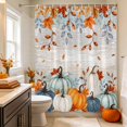 thumbnail image 6 of Teal Orange Pumpkins Fall Shower Curtains for Bathroom, Thanksgiving Blue Grey Wood Waterproof Fabric Shower Curtain, Decorative Bathroom Curtain for Bathtub, 36"x72", No Hooks Included, 6 of 9