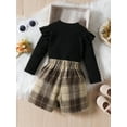 thumbnail image 3 of Bagilaanoe 2Pcs Little Girls Fall Clothes Toddler Long Sleeve Ruffle Tops + Plaid Skirt 18M 24M 3T 4T 5T 6T Kids Casual Skirt Set, 3 of 9