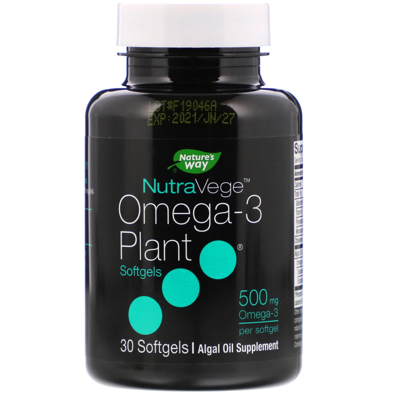 Nature's Way NutraVege Omega3 Plant Formula 500 mg. 30 Softgels