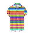 thumbnail image 4 of Camisa hawaiana con estampado 3D de rayas de colores para hombre, camisas de playa con plantas para vacaciones de verano, camisas de manga corta con botones para parejas de calle, 4 of 5