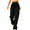 Black, variant on Women's Cargo Style Straight Leg Pants with Elastic Waist and Multiple Pockets Comfortable Loose Fit Trousers