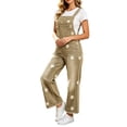 thumbnail image 2 of Ruohan Women's Floral Denim Overalls Adjustable Straps Wide Leg Fringe Hem Jumpsuit, 2 of 6
