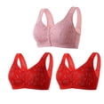 thumbnail image 2 of TrendVibe365 Padded Bras for Women Multipack Daisy Floral Wireless Push up Bralettes Padded Snap Front Closure Wide Strap Bustier Full Coverage Crop Tank Top Sexy Underwear Red XL, 2 of 9