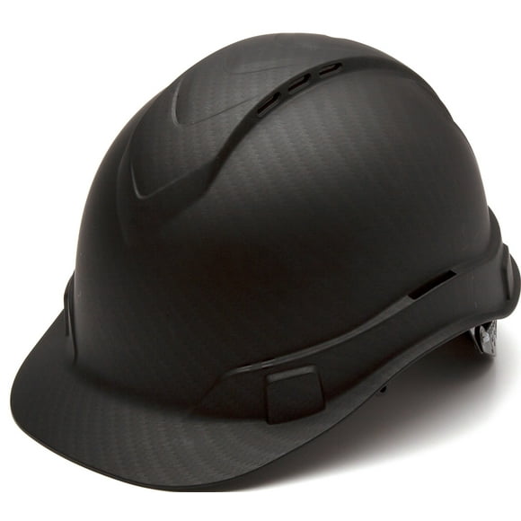 Pyramex Ridgeline Cap Style Hard Hat 4 Point Ratchet Vented Matte Black Graphite Pattern
