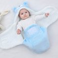 thumbnail image 2 of Baby Boys Girls Cartoon Printed Swaddle Wrap Sleeping Blanket Thick Cooton Warm Hoodie Swaddle Wrap Blue 6M 3 Months-6 Months, 2 of 7
