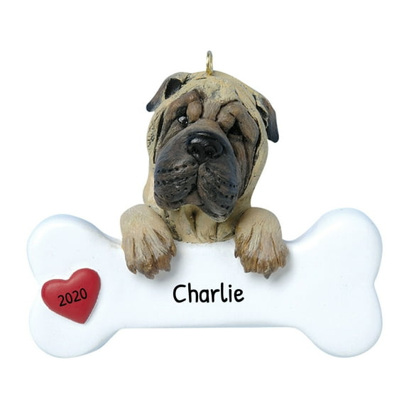 Personalized Shar Pei Ornament 2024 - Dog Bone Ornaments Gifts for Dogs First Christmas Decoration