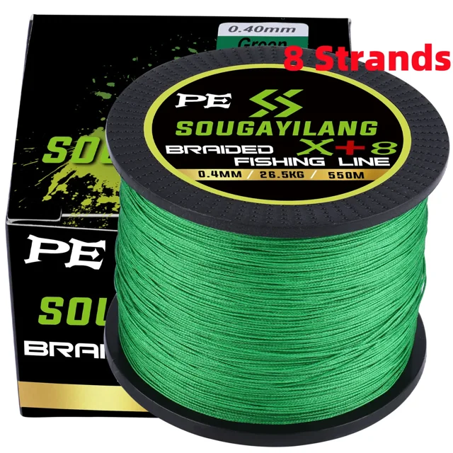 12 Strands/8 Strands/4 Strands Fishing Line 550M 350M 150M Multifilament PE Braided Fishing Line Saltwater 8 strand Green 150M 0.4MM 58.4LB