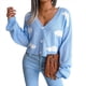 thumbnail image 3 of Cárdigan de Punto Informal y Elegante con Estampado de Nubes para Mujer, con Botones Delanteros, Larga y Cuello en V. Azul L, 3 of 10