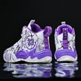 thumbnail image 6 of Novetra Men's high top graffiti fashion leather round toe strap cushioning lightweight and comfortable casual basketball shoes Running Shoes - PURPLES_8, 6 of 7