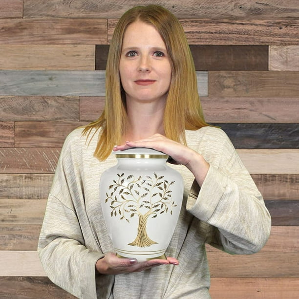 Trupoint Memorials White Tree of Life Large Cremation Urn for Human Ashes -  A Warm and Simple Urn That Makes a Loving Resting Place for Your Love One 