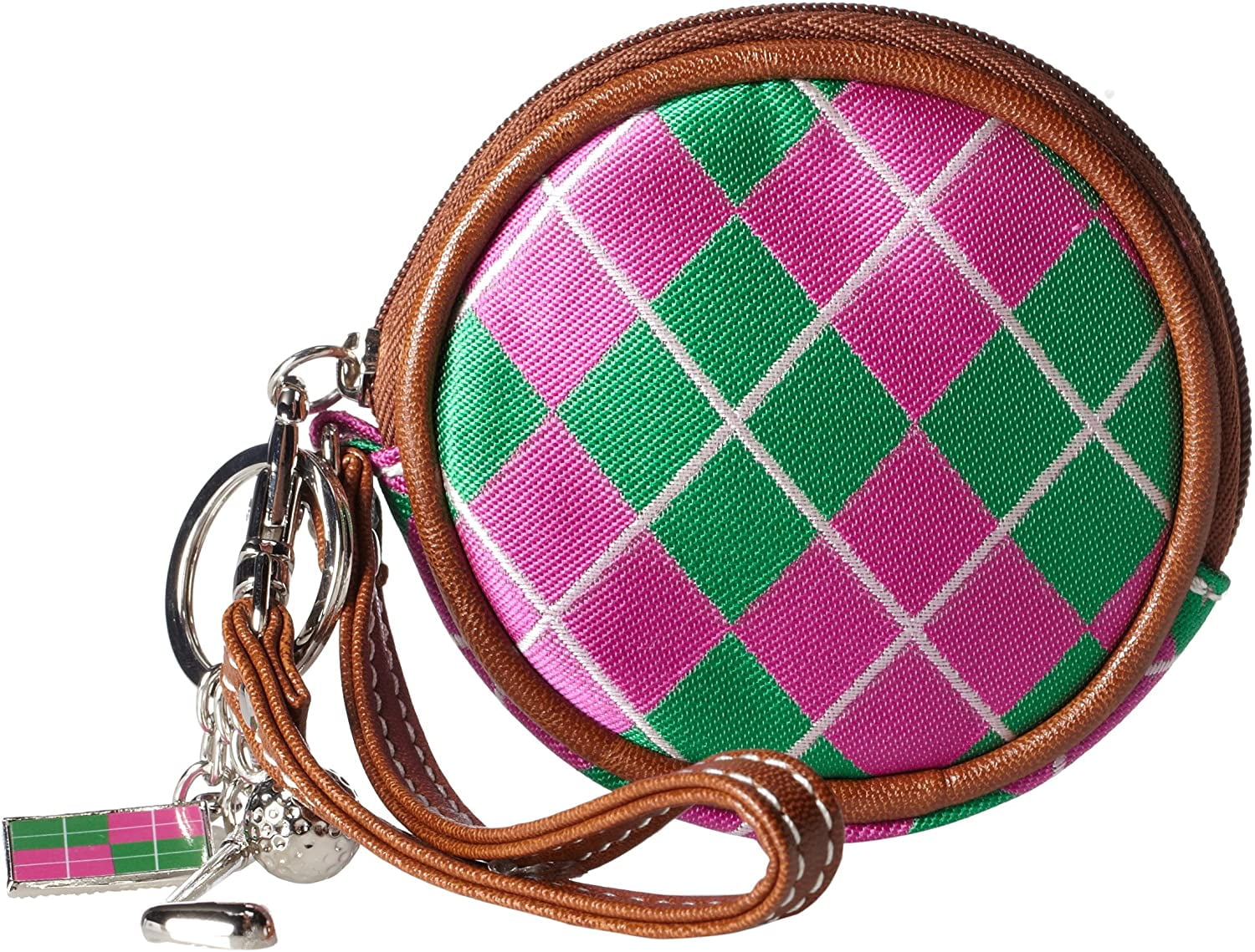 sydney love sport argyle golfer coin purse & keyring, pink/green