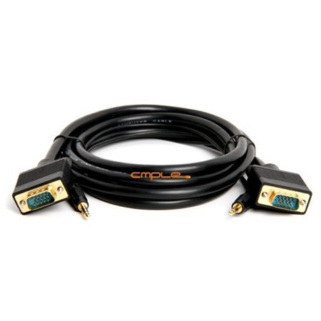 Cmple SVGA Super VGA HD15 M/M cable w/ 3.5mm Stereo Audio (Gold Plated) -