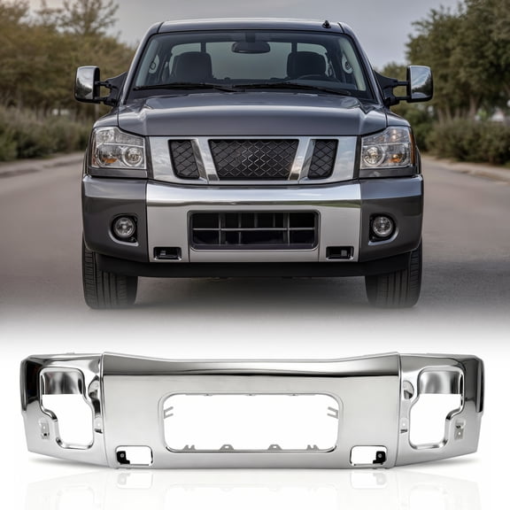 Bestco For Nissan Titan Armada 04-15 11 Front Bumper Face Bar W/Fog Light Holes Chrome
