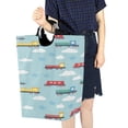 thumbnail image 4 of Yayeee Freestanding Laundry Hamper with Handle Collapsible Large Storage Basket for Clothes, Blue Trains Pattern, 4 of 7