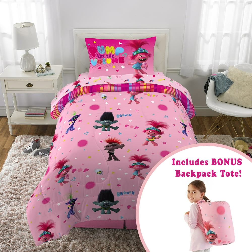 Trolls World Tour Kids Microfiber BedinaBag Set with Bonus Tote