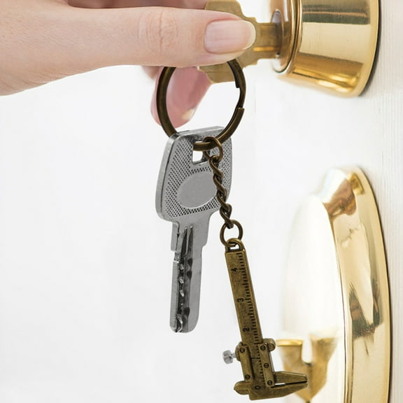 WEUVEB 4Pcs Purse Keychain Charm Zinc Alloy Vernier Calipers in Silver and Copper for Travel