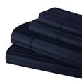 thumbnail image 2 of BNM 300 Thread Count Egyptian Cotton Stripe Sheet Set, California King, Navy Blue, 2 of 9