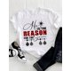 thumbnail image 3 of Camisetas estampadas de manga corta para mujer, ropa de moda con estampado de estrella, árbol de acuarela, tendencia linda, Feliz Navidad, Año Nuevo, 3 of 4