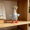 thumbnail image 4 of PiGOGI Summer Porch Goose Outfit Set for 7 Inch Mini Ducks, Striped Shirt Straw Hat Sunglasses, Outdoor Yard Patio Lawn Decor, 4 of 9