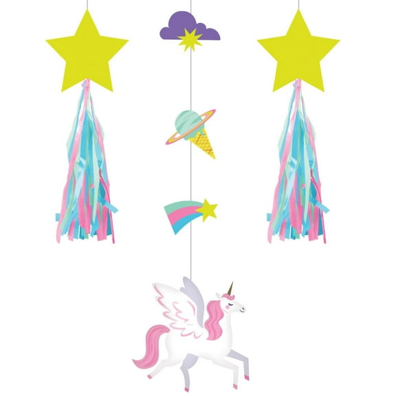 Unicorn Galaxy Hanging Cutout Decorations with Tassel 3 Per Pack