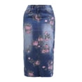 thumbnail image 5 of Women's High Rise Allover Floral Print Hem Split Back Midi Denim Skirt, 5 of 5