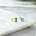 thumbnail image 5 of Gem Stone King 1.94 Ct Emerald Cut 7x5mm Swiss Blue Topaz 18K Yellow Gold Plated Silver Stud Earrings for Women Men, 5 of 5
