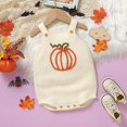 thumbnail image 5 of mgoYE Newborn Baby Boy Girl Halloween Clothes Pumpkin Bodysuit Ruffle Bubble Collared Romper Size 9-12 Months, 5 of 8