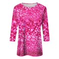 thumbnail image 3 of Womens Sparkly Tops, 3/4 Sleeve Shirts for Women Fall Fashion Loose Fit Shiny Sequins Printed Crewneck T-Shirts, 3 of 4
