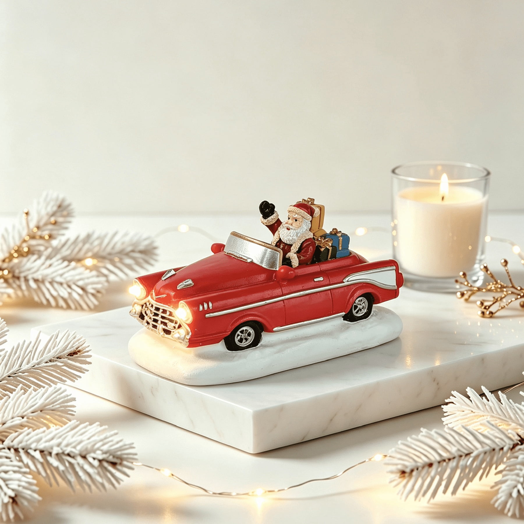 Light-Up Santa's Joyride Christmas Village Decorative Figurine, Multicolor, 2.8", by Holiday Time
