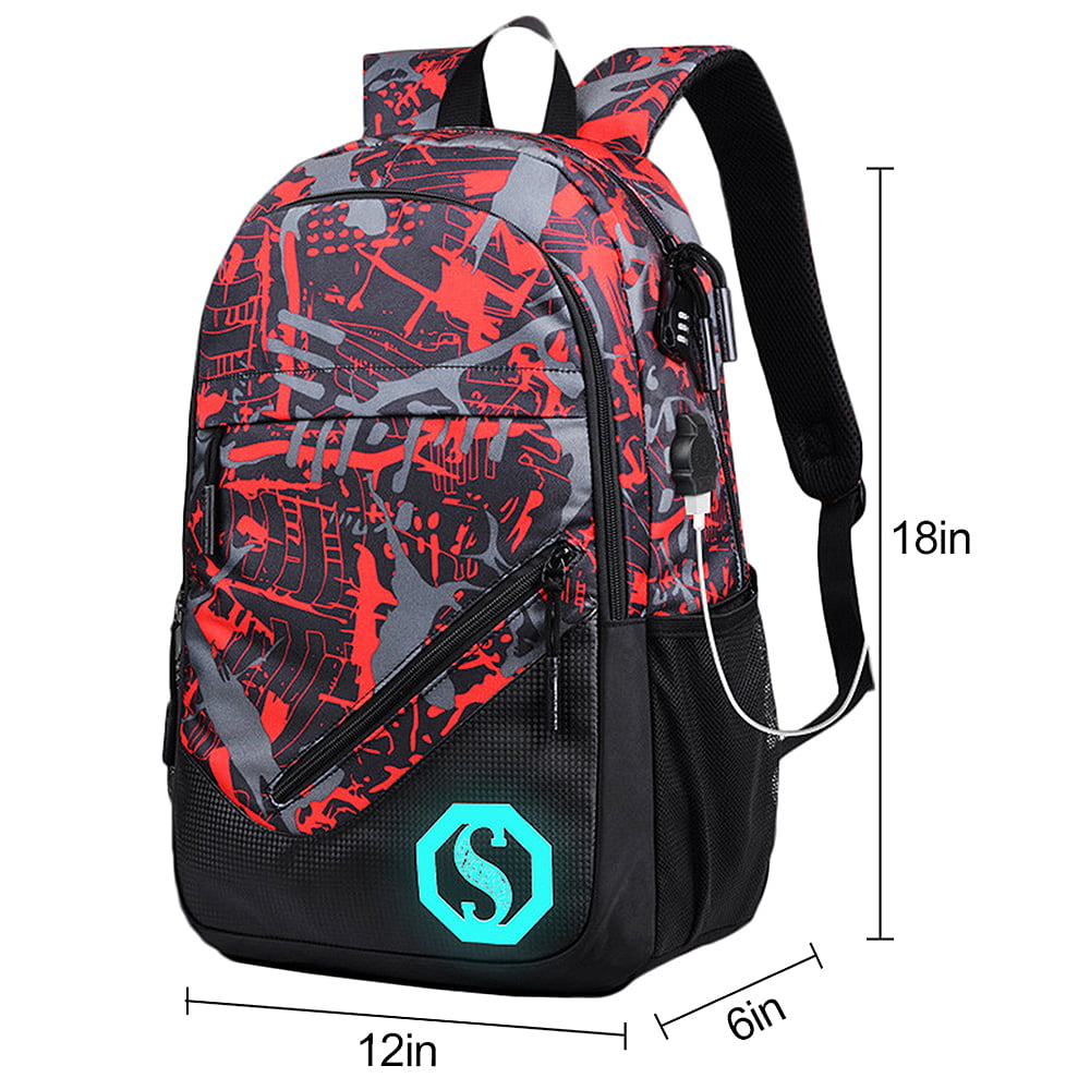 Sanviglor USB Charge Luminous Backpack Cool Boys School Backpack