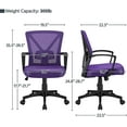 thumbnail image 2 of REKHH Office Swivel Desk Ergonomic Mesh Adjustable Lumbar Support Computer Task Mid Back Armrest Home Rolling Women Adults Men Chairs Gaming Guest Reception Chair, Black, 2 of 6