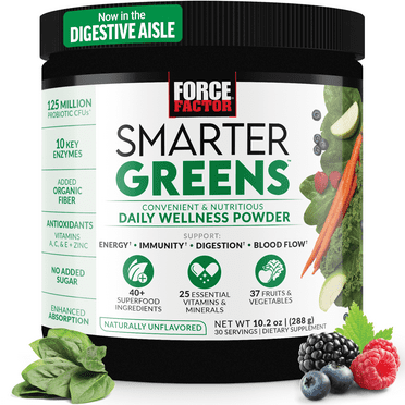 Smarter Greens Daily Wellness Greens Powder, Super Greens Superfoods Supplement, 30 Servings by Force Factor
