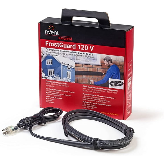 P000002022 RAYCHEM 120V FrostGuard Pipe Freeze Protection-6', Standard, Black