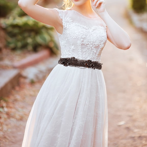 PAMINGONO 1Pcs Belts for Women Light Brown Cotton Knot Country Belt 78.7x2.4x0.4in