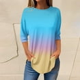 thumbnail image 2 of Womens Long Sleeve Shirts Tops 3/4 Length Sleeve Tops 2025 Spring Neck Casual Print Tunic T Shirts Three Quarter Length Tops Shirts Blouses for Women Dressy Casual, 2 of 4