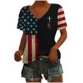 thumbnail image 3 of Tops Cortos para las Mujeres Día de la Independencia Patriótica Impreso Cuello en V, Manga Corta Top Casual para Diario, Fiesta Y Todas las Estaciones, 3 of 5