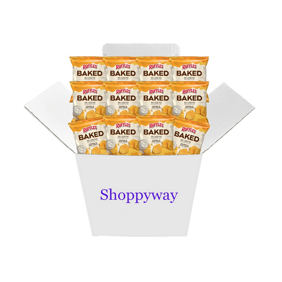 Ruffles Baked Cheddar & Sour Cream Potato Chips, 1.125 Ounce (Pack of 12) Value Pack Bundled by Shoppyway