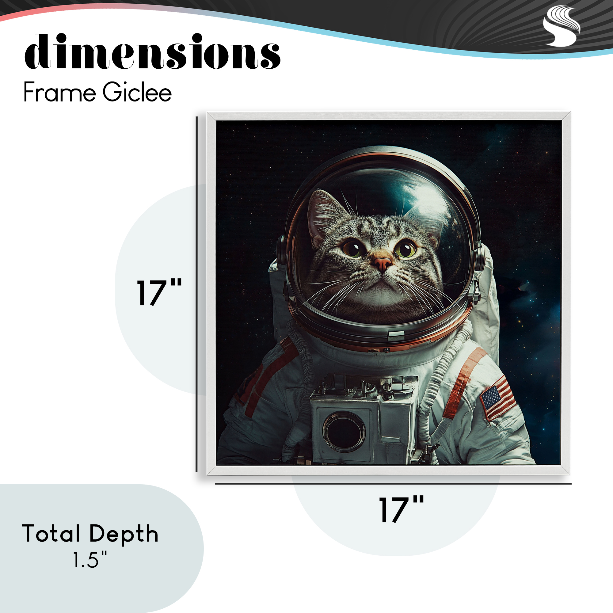 Catstronaut Cat Astronaut White Framed Giclee Art, design by Jim Baldwin