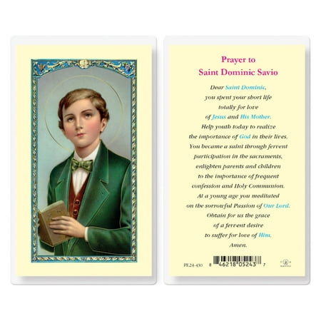 

Prayer to Saint Dominic Savio Laminated Catholic Prayer Holy Card with Prayer on Back Pack of 25