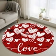 thumbnail image 2 of Red Love Valentines Large Area Rugs for Bedroom Living Room, Soft Non Slip Carpet Bedside Rug, Black White Love Heart Round Floor Cover Kitchen Accent Rug 3' for Dining Room/Office, 2 of 9